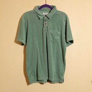 Outerknown Hightide Green Terry Cloth Polo Shirt (L)